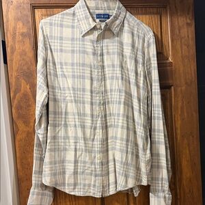 Ralph Lauren Plaid Button-Down Shirt in Cream and Light Blue
